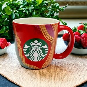 Starbucks 2021 Holiday Red Green Gold 18oz Coffee Mug